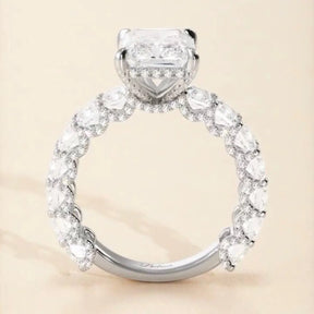 Radiant Cut Iced Out Engagement Ring With Radiant Cut Side Diamonds