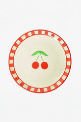 Ceramic Cherry Dessert Plate Red ( Set Of 2 ) , 7 Inches