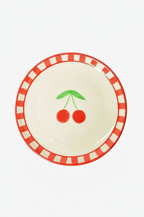 Ceramic Cherry Dessert Plate Red ( Set Of 2 ) , 7 Inches