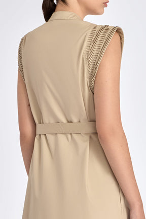 Maki Nehru Collar Dress | Ecru