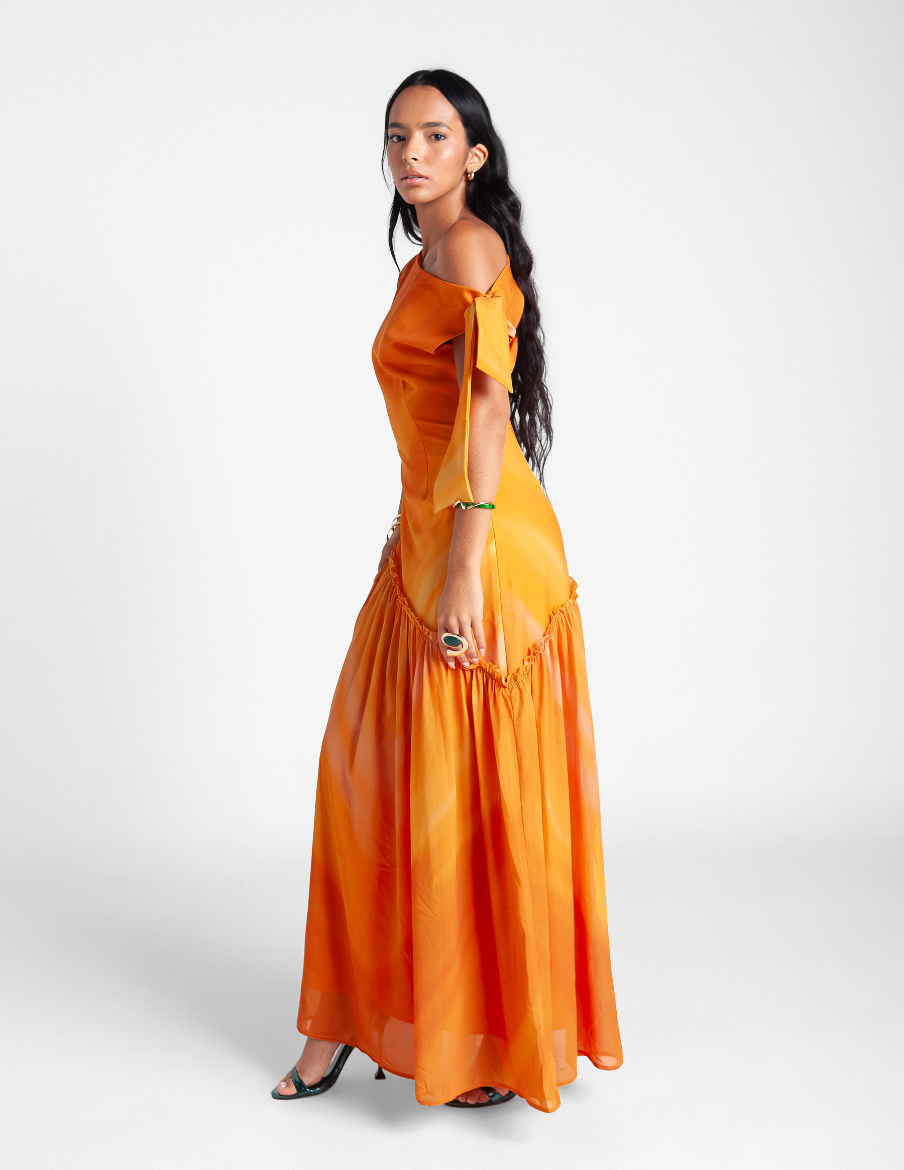 Asymmetric Maxi Dress - Sunset Ember