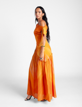 Asymmetric Maxi Dress - Sunset Ember