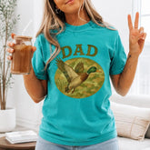 Dad Mallard Duck Camo Graphic T-Shirt | Country Hunting Bright Teal Cotton Tee