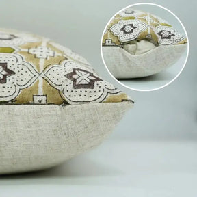Bold And Beautiful Hand Block Printed Viscose Linen Pillow Cover- Jharoka