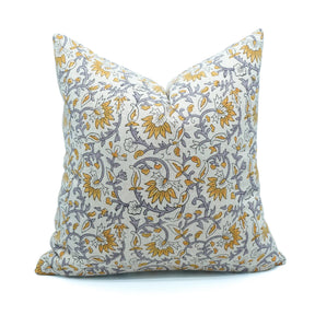 Decorative Block Print Viscose Linen Pillow Cover - Madhav