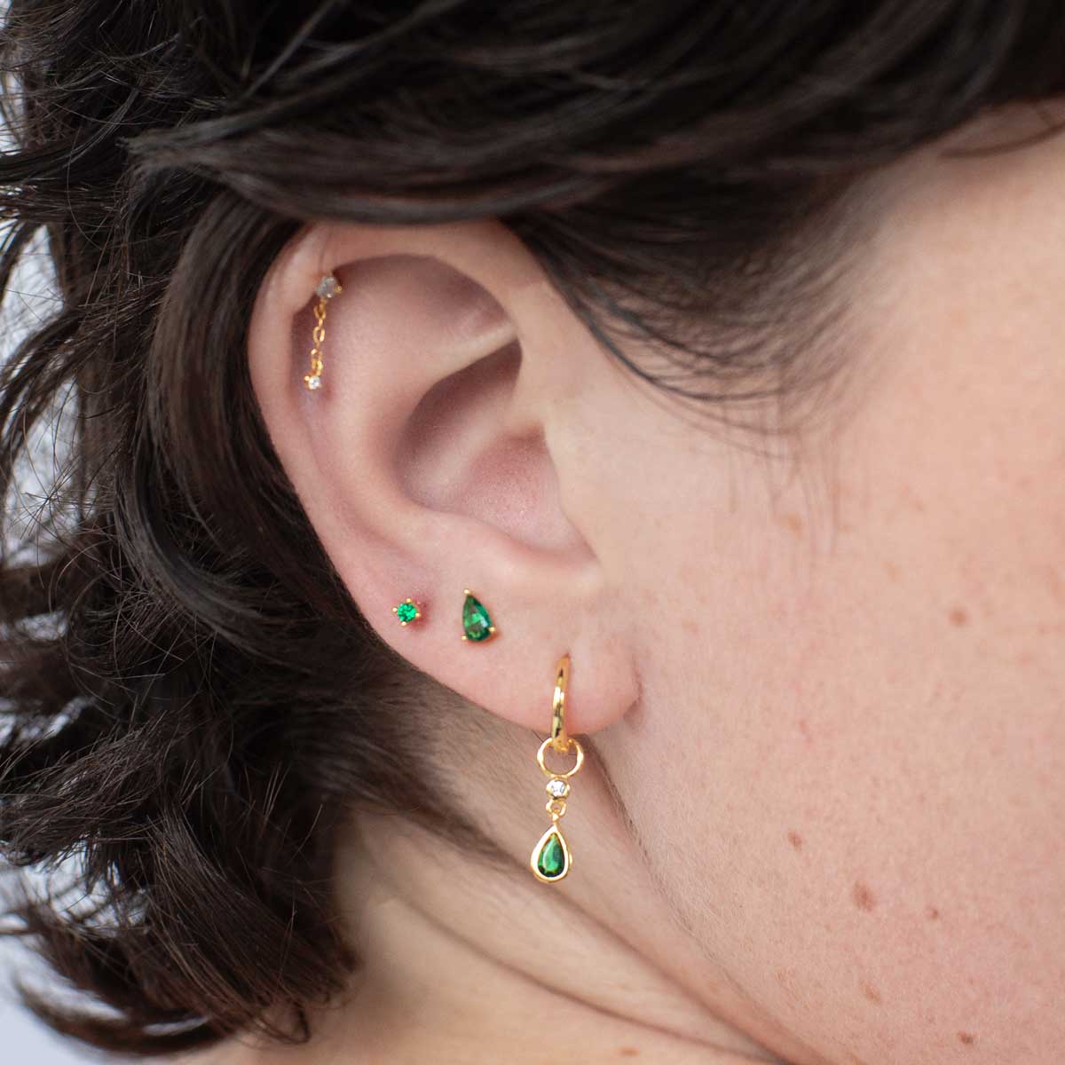 Green Emerald Pear Earring Charm Accessory