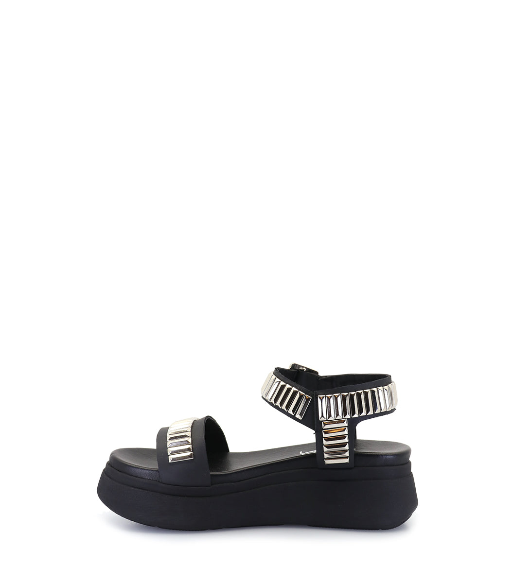 Stylish Black Platform Sandals with Studs Roya