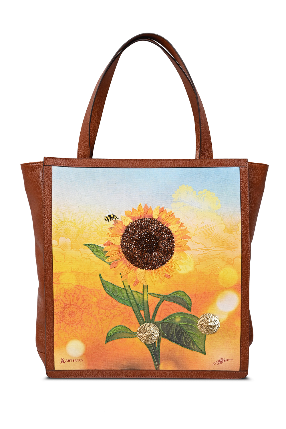 Artepara Luxury Embroidered Sunflower Maxi Tote