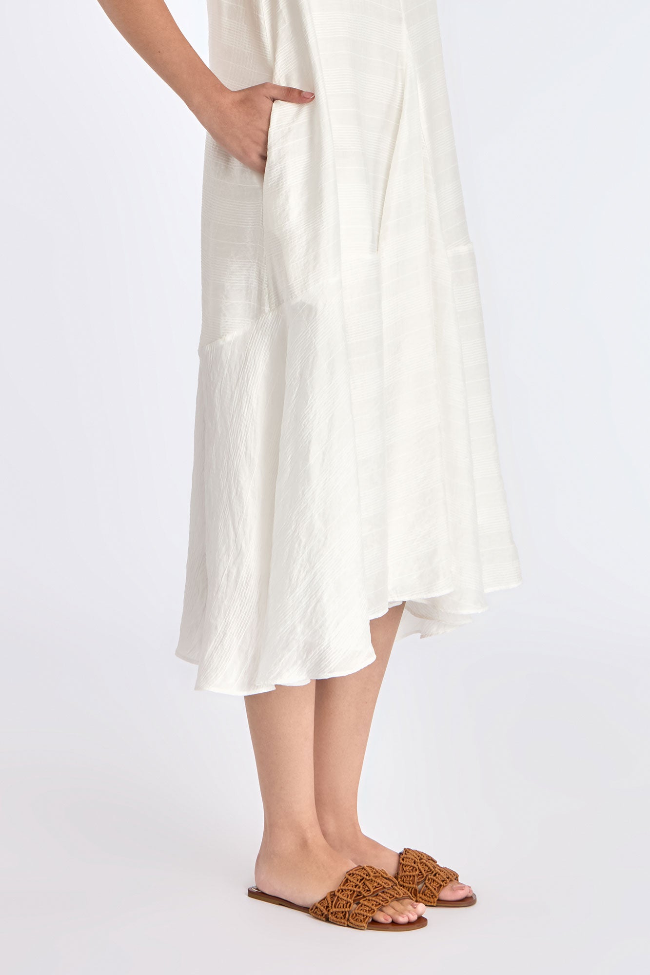 Lenox Godet Dress | Off White