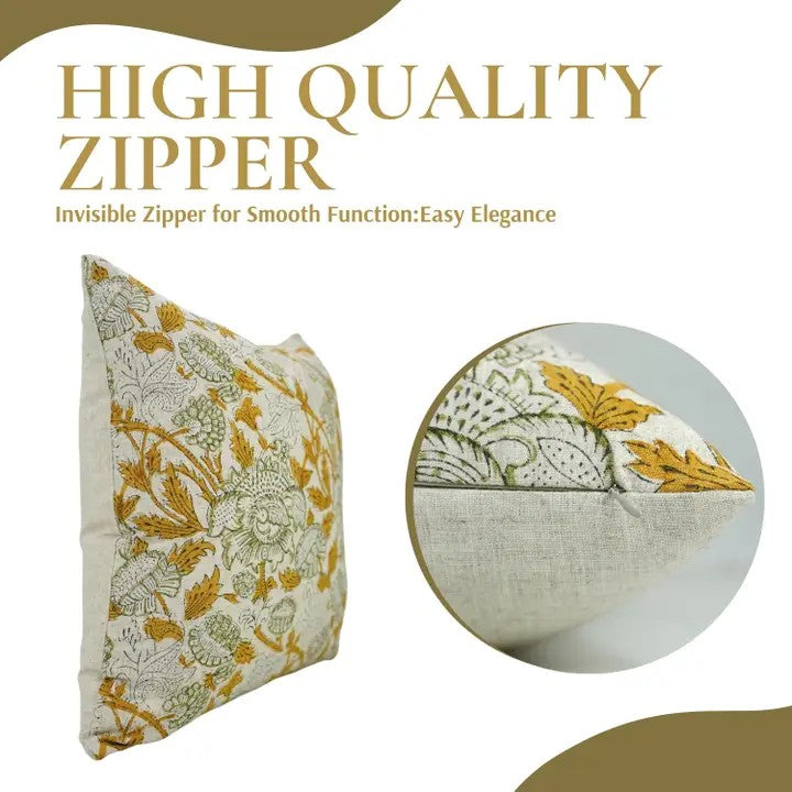 Unique Hand Block Print Viscose Linen Pillow Cover- Aakash