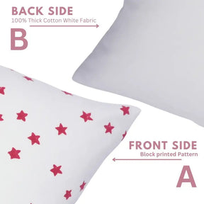 Artistic Hand-Carved Block Print Design Thick Cotton White Pillow Cover- Star