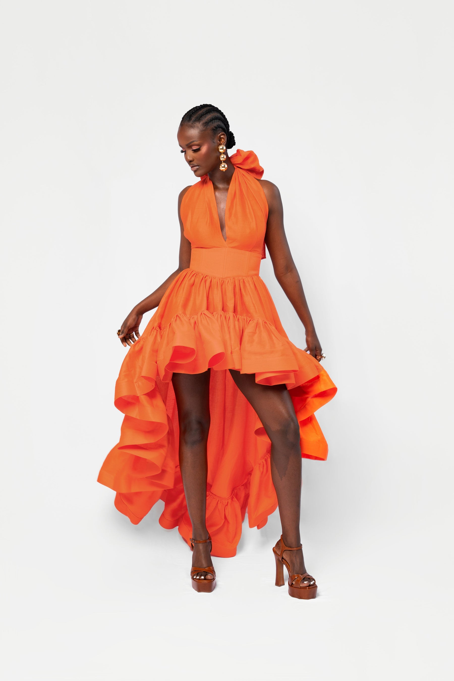 Linen AMA Hi-low Dress