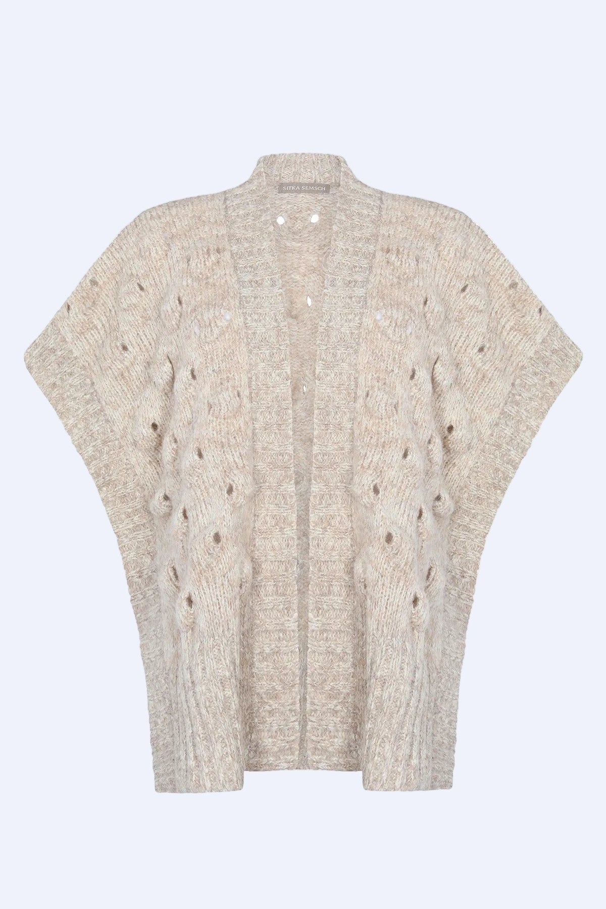 Dayana Alpaca Fringe Poncho | Beige Melange