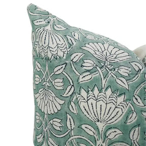 Bohemian Floral Handmade Block Print Boho Pure Linen Pillow Cover- Ulta Kamal