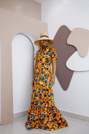 Omenana Kaftan Maxi Dress – Handmade African Ankara Elegance