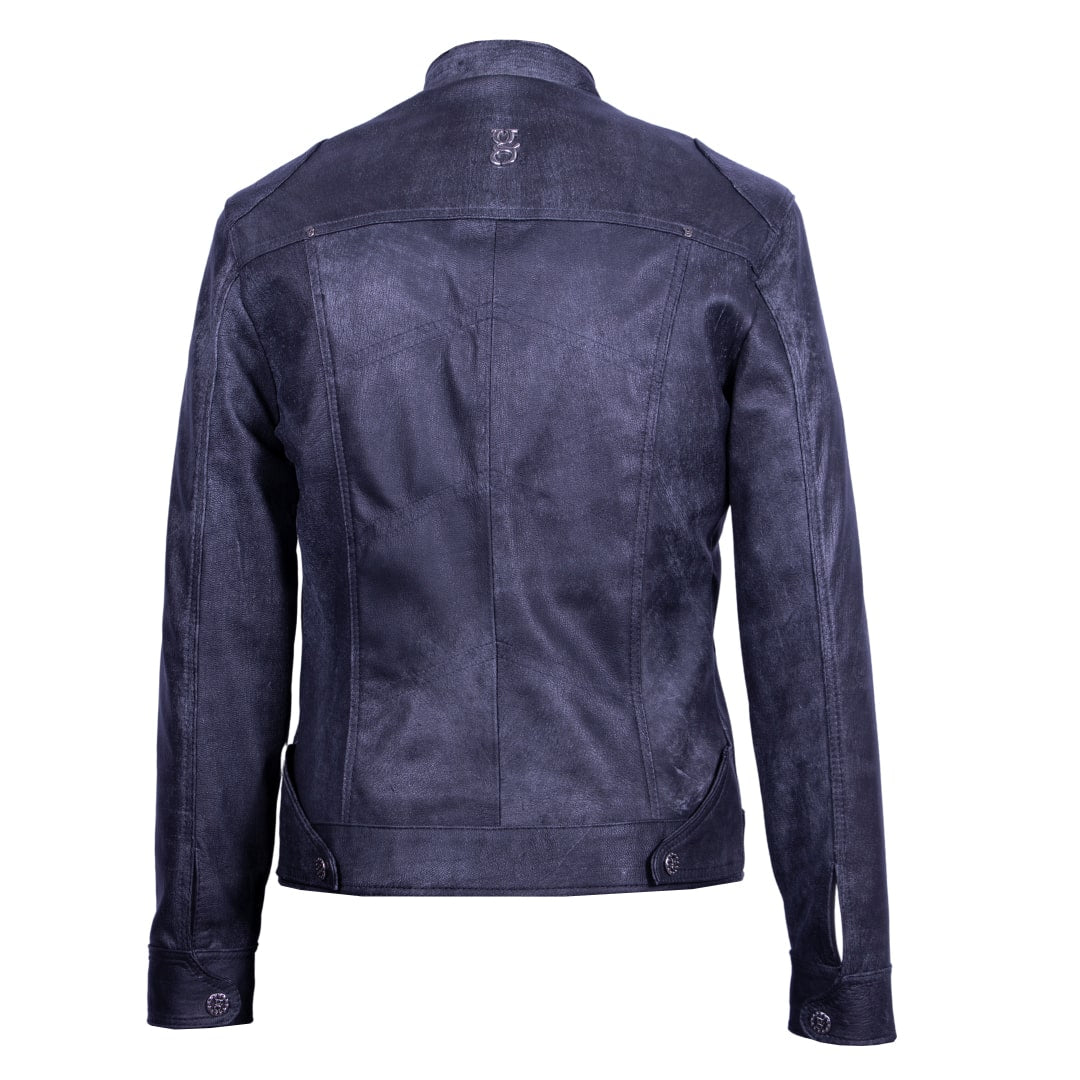 Dark Gray Distressed Leather Jacket