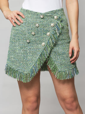 Cora Asymmetrical Tweed Bouclé Mini Skirt