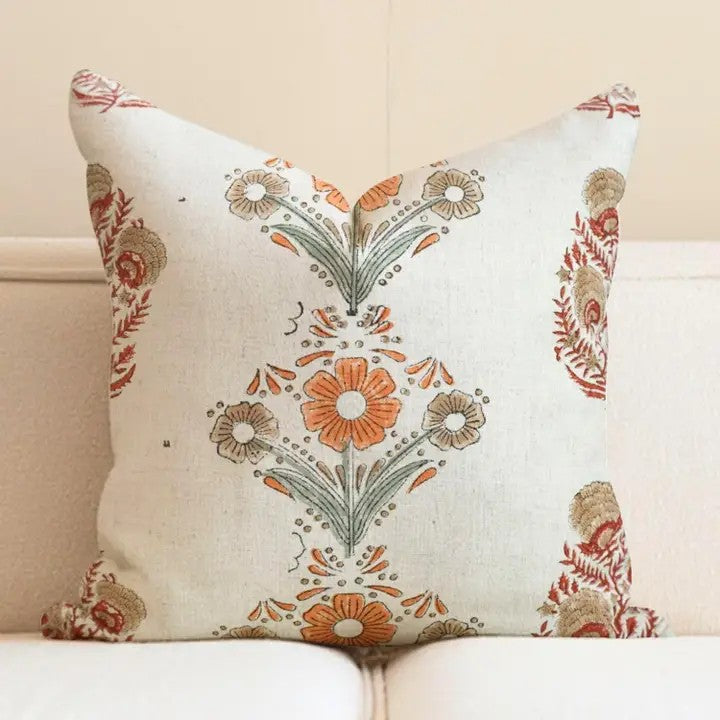 Natural Hand Block Printed Desgin Viscose Linen Pillow Cover - Vanshika Mohini