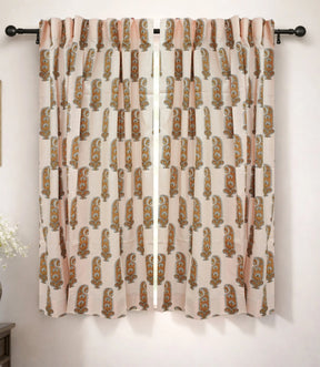 Namokar Handmade Floral Block Print Linen Curtain