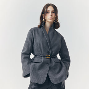 COLETTE GREY WOOL SINGLE BREASTED BLAZER