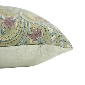Beautiful Hand Made Block Viscose Linen Cushion Cover - Kundanvan