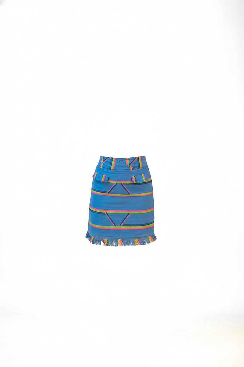SENTIMENTO Sky Blue Kente Pencil Skirt