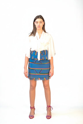 SENTIMENTO Sky Blue Kente Pencil Skirt