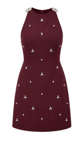 Starlight Embellished Mini Dress - Wine