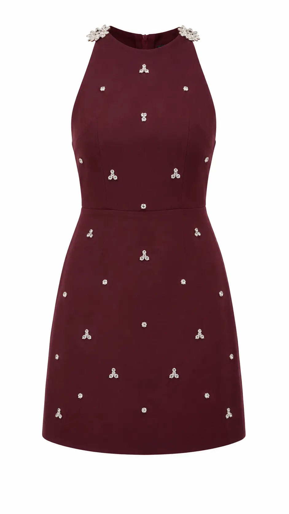 Starlight Embellished Mini Dress - Wine