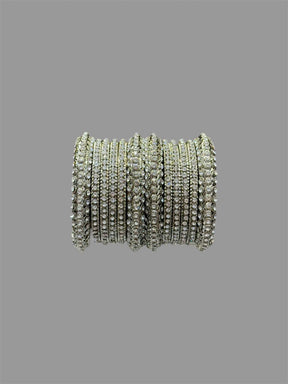 Brilliant Silver Rhinestone Bangle Set