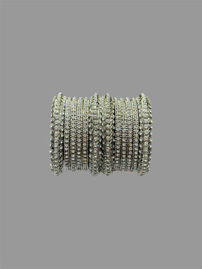 Brilliant Silver Rhinestone Bangle Set