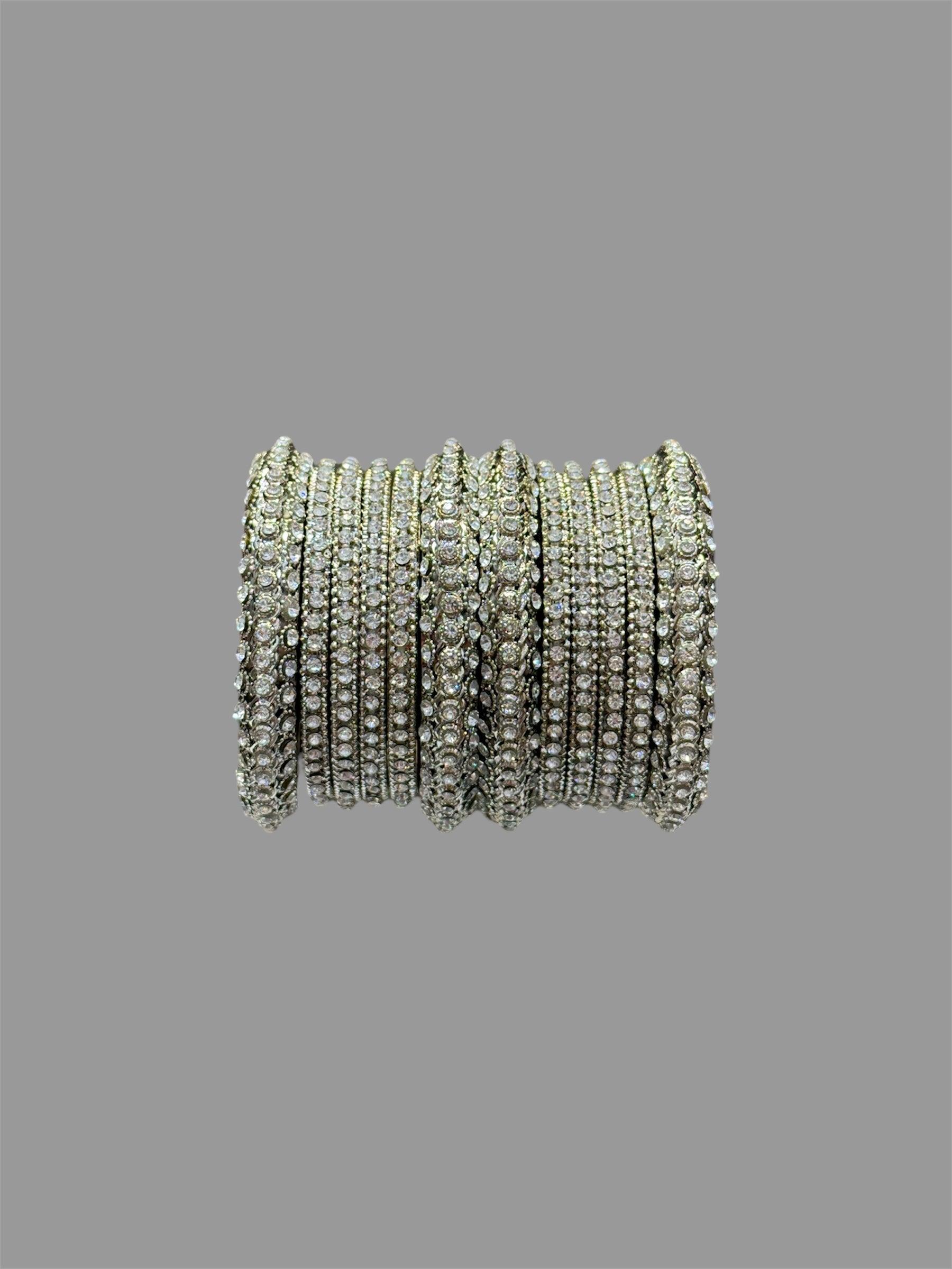 Brilliant Silver Rhinestone Bangle Set