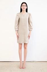 Long Sleeve Puff Dress In Tencel™ & Linen