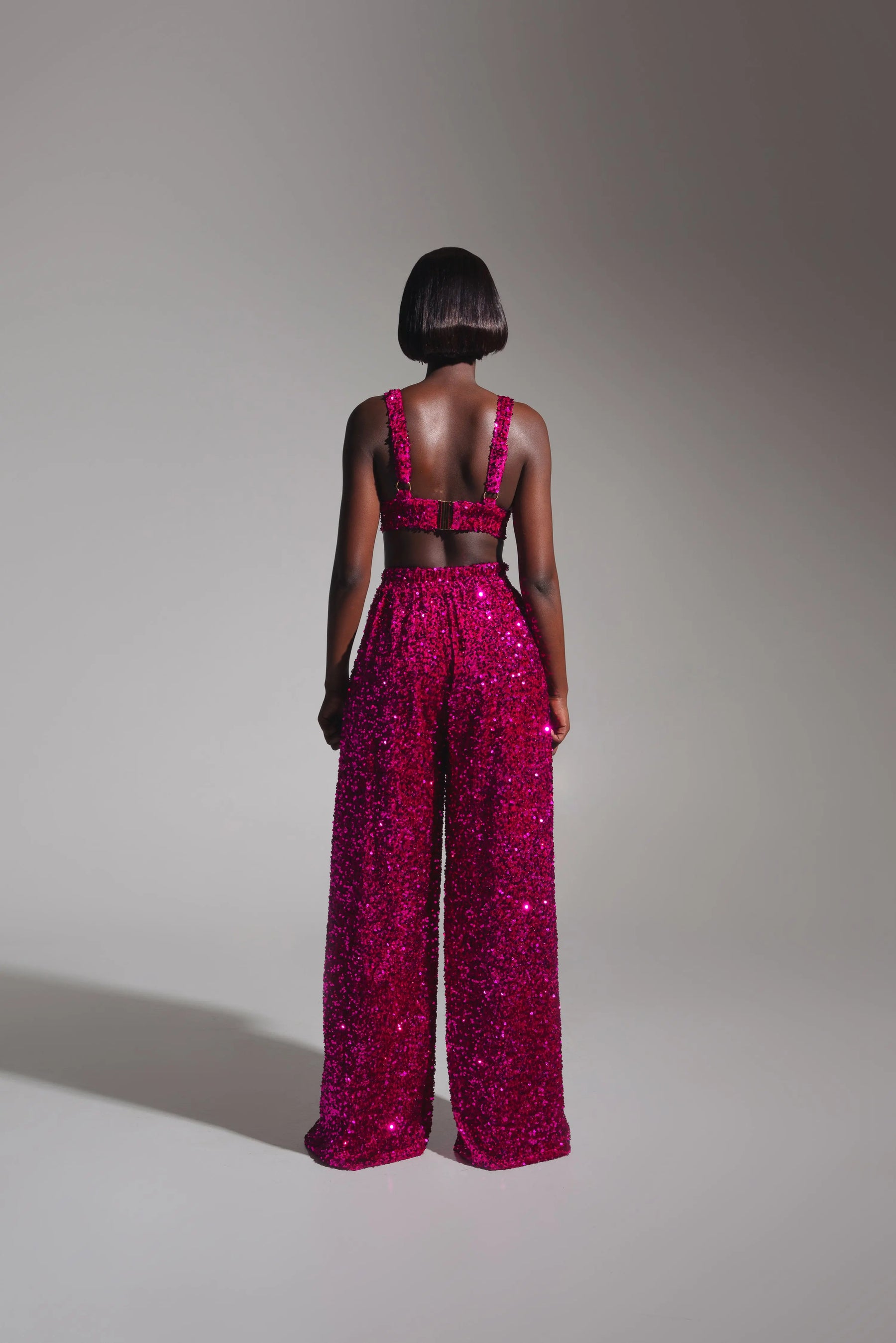 LIZA Sequin Bra Top in MAGENTA