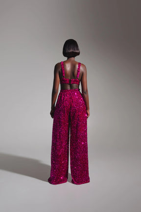 LIZA Sequin Bra Top in MAGENTA