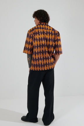 Versailles Diamond Hand-Painted Camp Collar Shirt