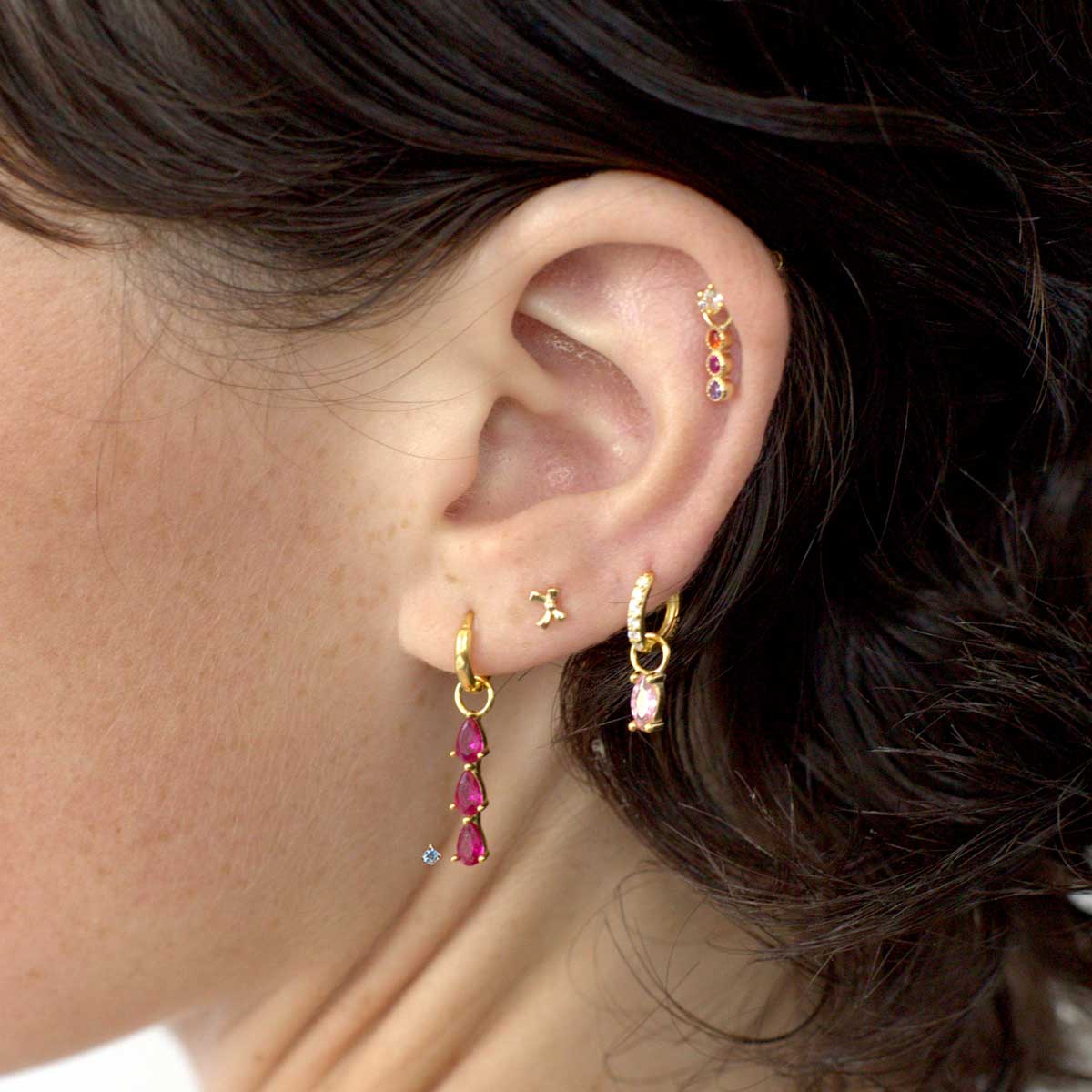 Triple Pink Topaz Earring Charm Accessories