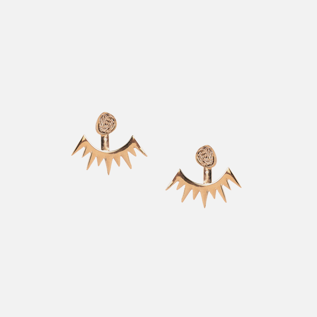 Elegant Gold Stud Earrings with Customizable Ear Jackets