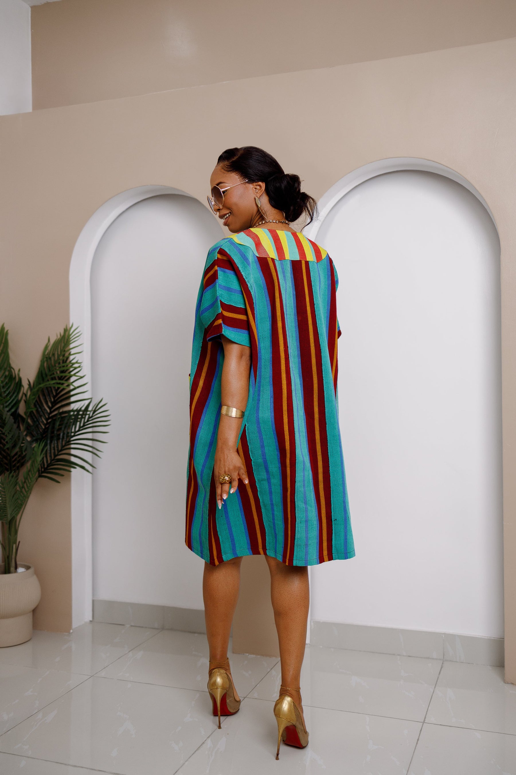 Ejeuwa Aso Oke Striped Midi Dress