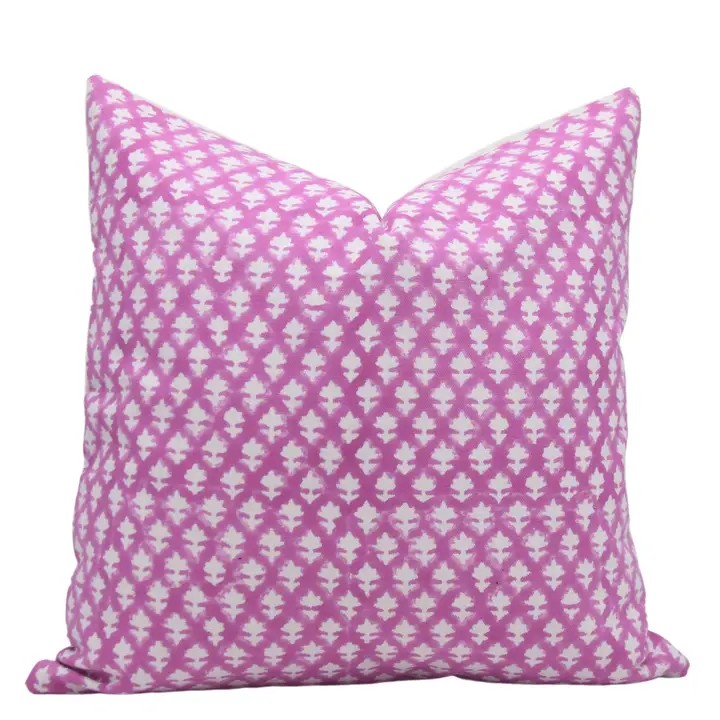 Beautiful Hand Block Printed Thick Cotton White Pillow Cover- Pinkcity Jaal