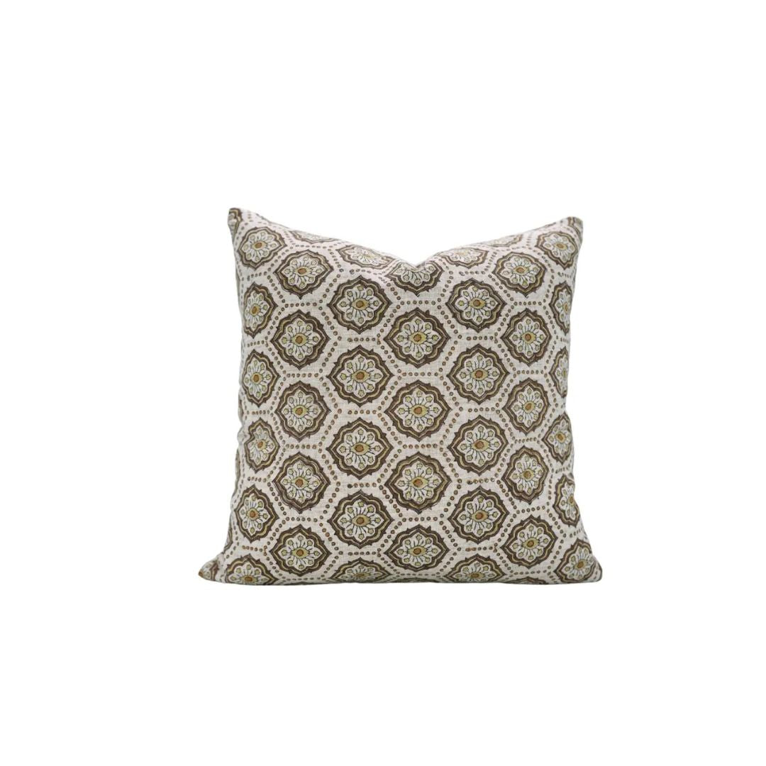 Bohemian Hand Block Desgin Viscose Linen Cushion Cover - Charkha