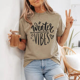 Winter Vibes Whimsical Typography Graphic T-Shirt |