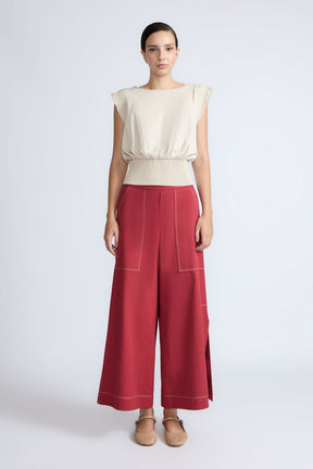 Zoe High-Rise Cotton Pants | Wine