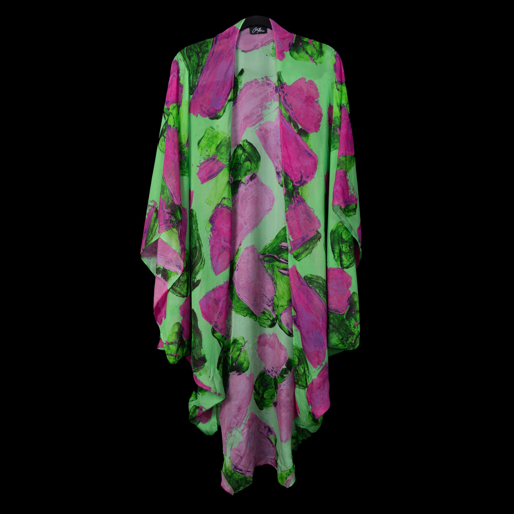 Green Magenta Blocks BW Kimono