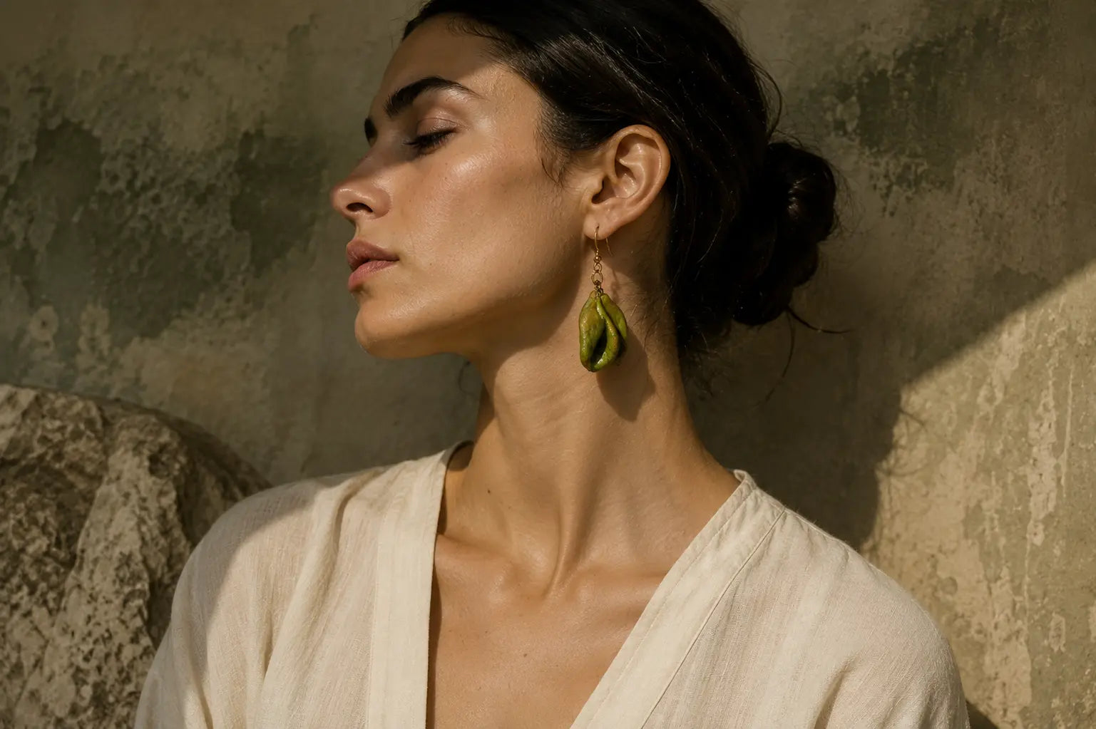 Aros Lire Green Ceramic Earrings