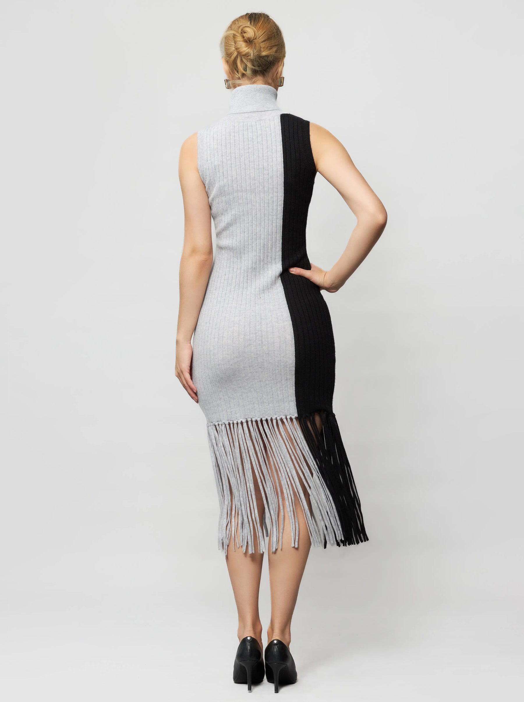 Elleann Color Block Cashmere Midi Dress