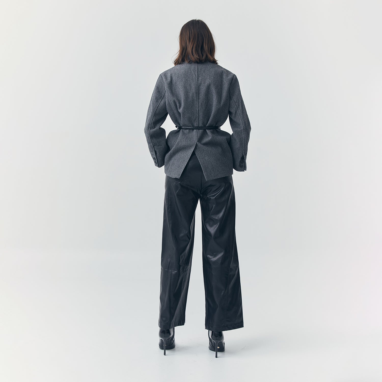 COLETTE GREY WOOL SINGLE BREASTED BLAZER