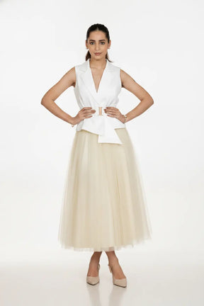 Butter Yellow Skirt & Ivory Waist Coat – Timeless Glow