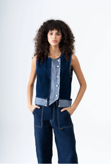 Asymmetric Denim Vest