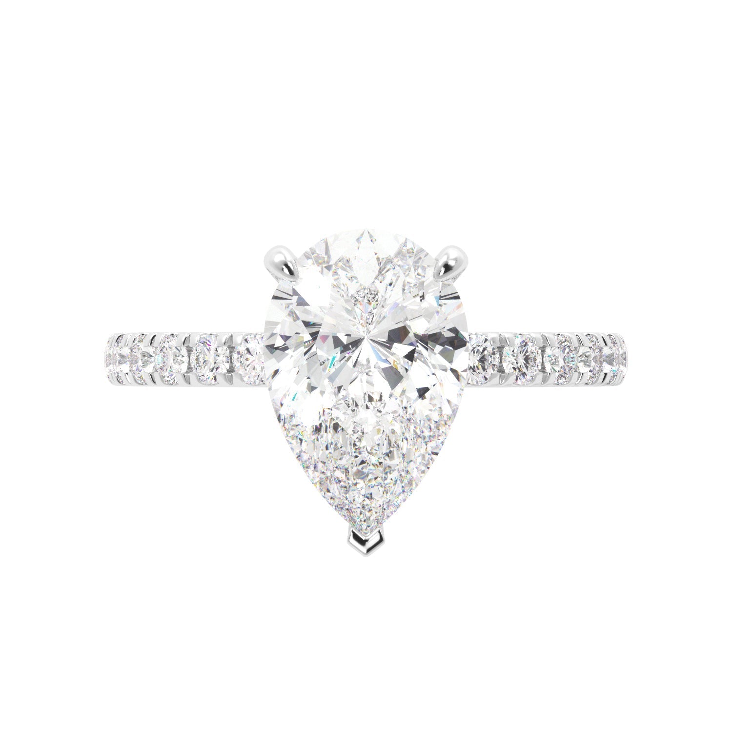Pear Diamond Platinum Hidden Halo Engagement Ring
